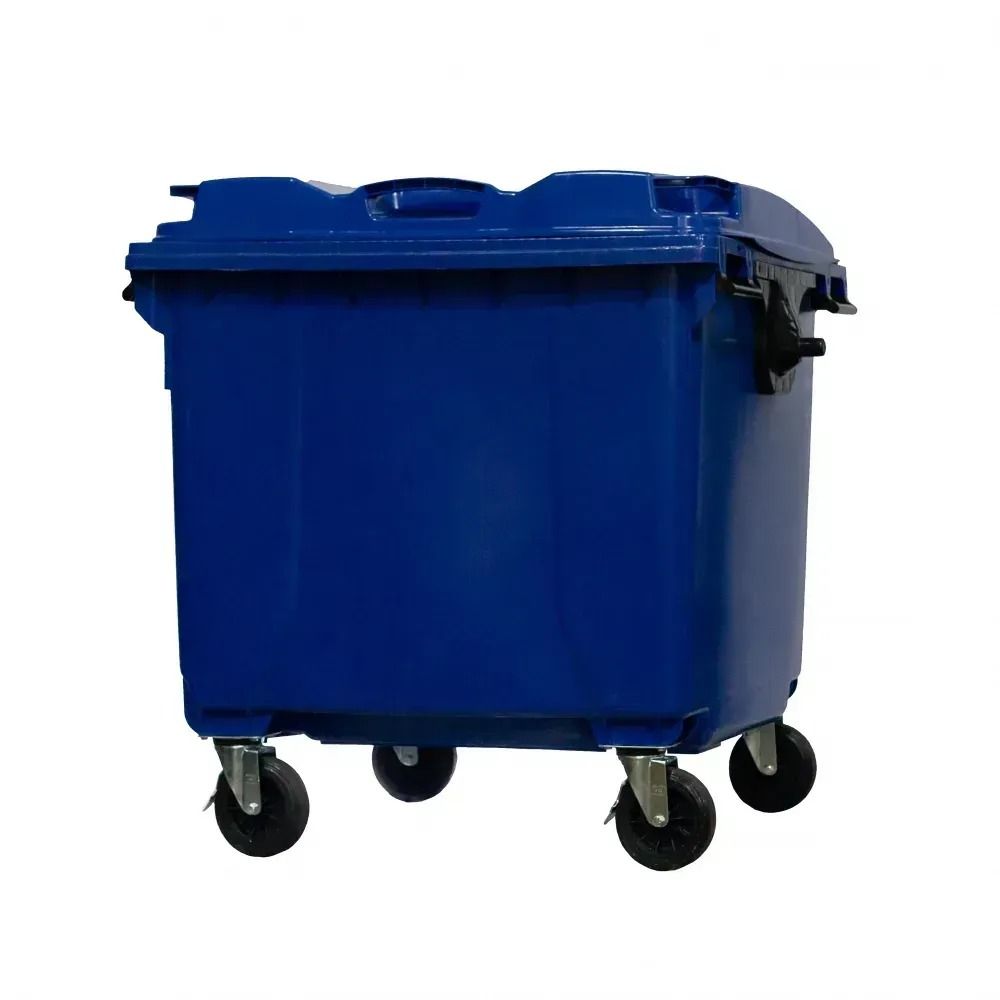 Coletor Plástico 1000 Litros Azul Com Rodas