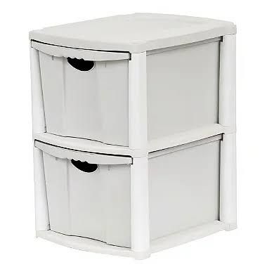 Gaveteiro Plástico Branco 2 Gavetas Grandes
