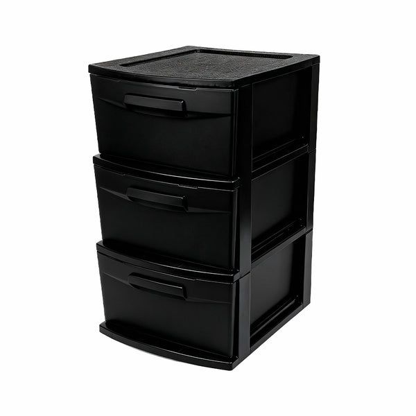 Gaveteiro Plástico Preto 3 Gavetas Pretas Grandes