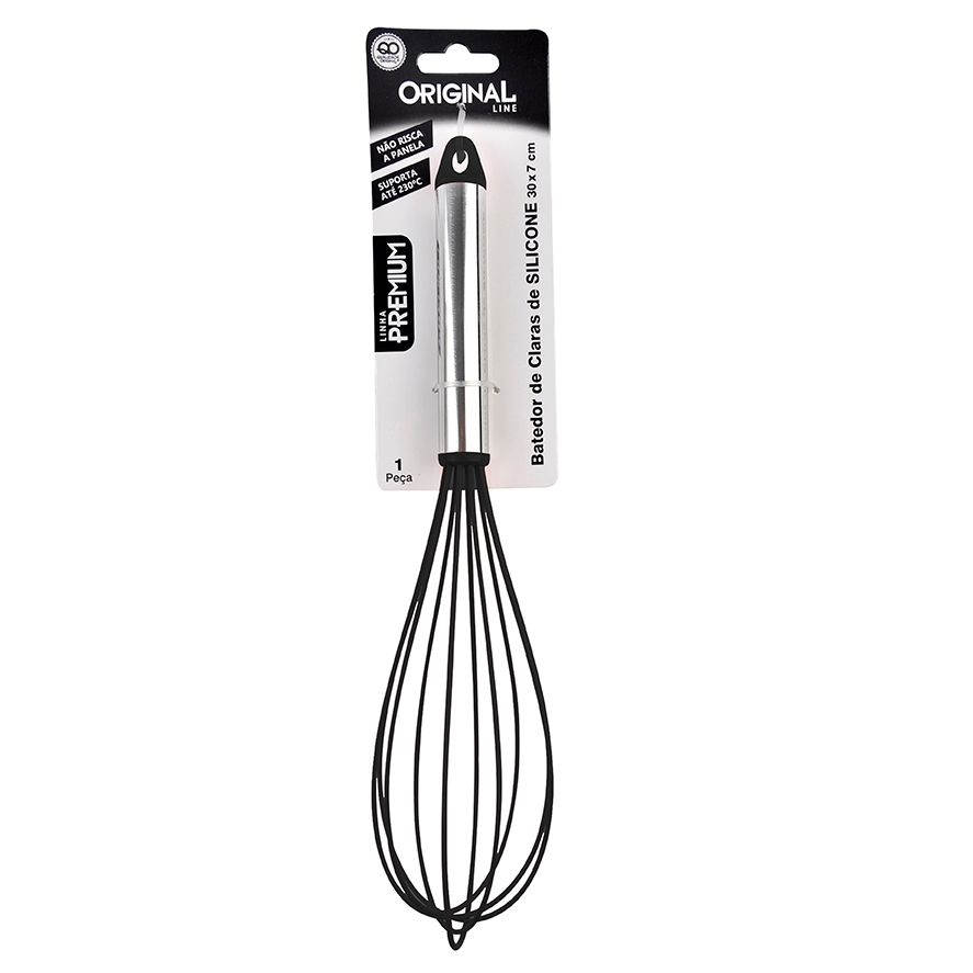 Batedor de Claras Silicone Preto 30 Cm