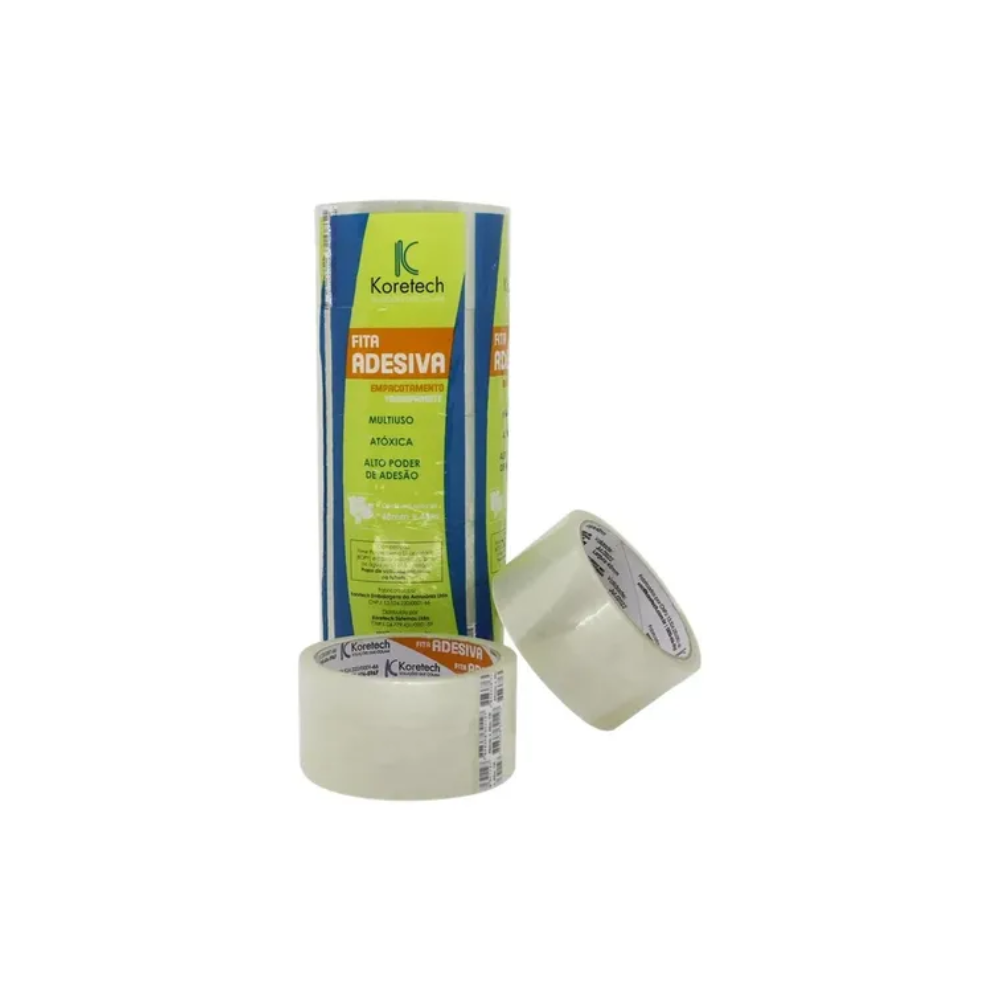 Fita Adesiva 45mmx40m Transparente Larga Koretech Kit 4 Unid
