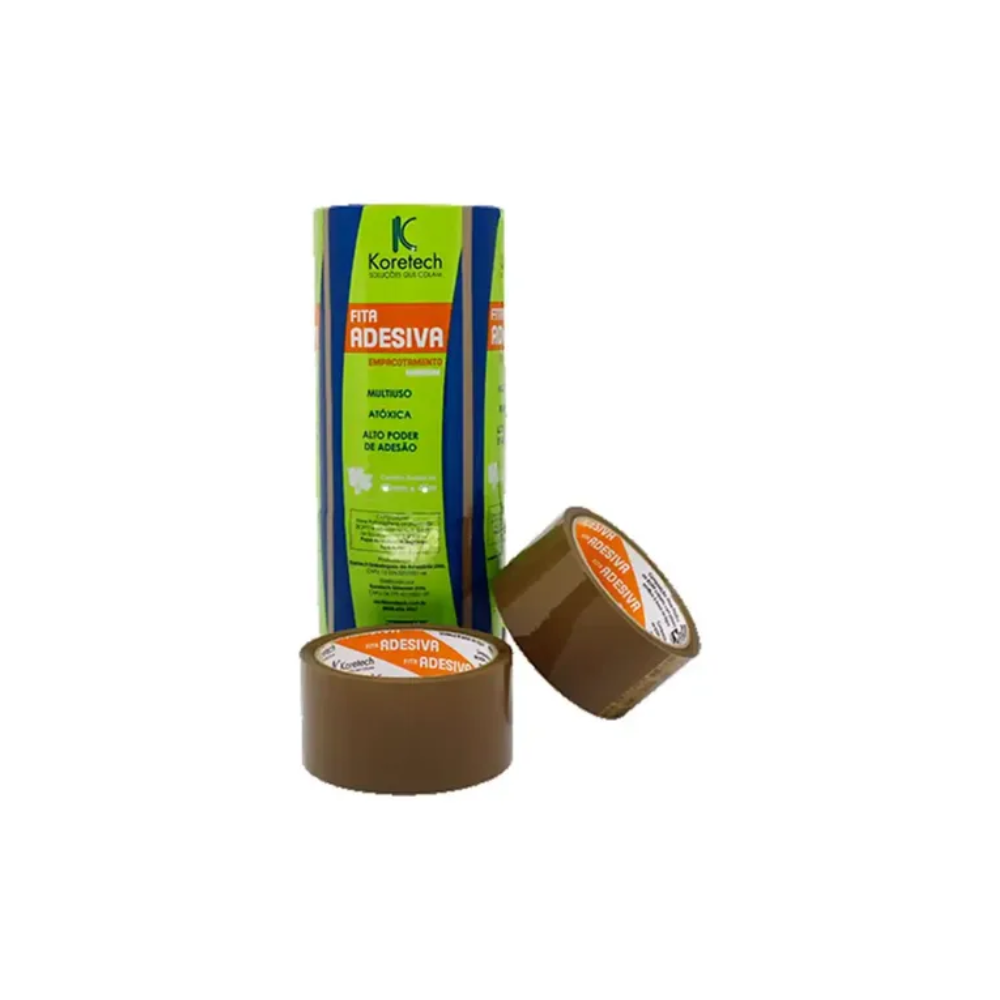 Fita Adesiva 45mmx40m Marrom Larga Koretech Kit 4 Unid