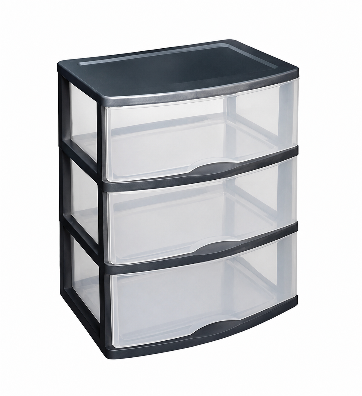 Gaveteiro Plástico Preto 3 Gavetas Transparentes Big