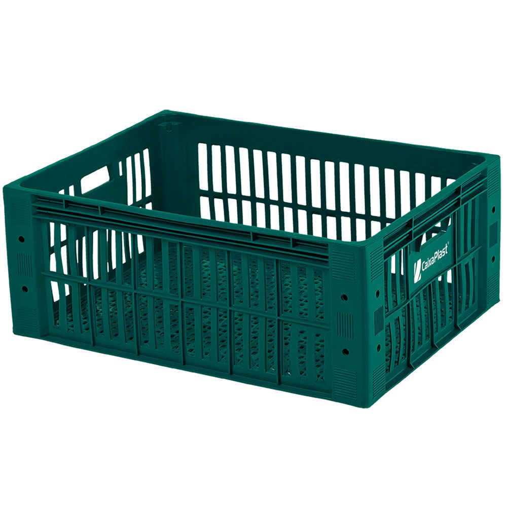 Caixa Plástica Agrícola 108,5 Litros HMF Verde/Amarela
