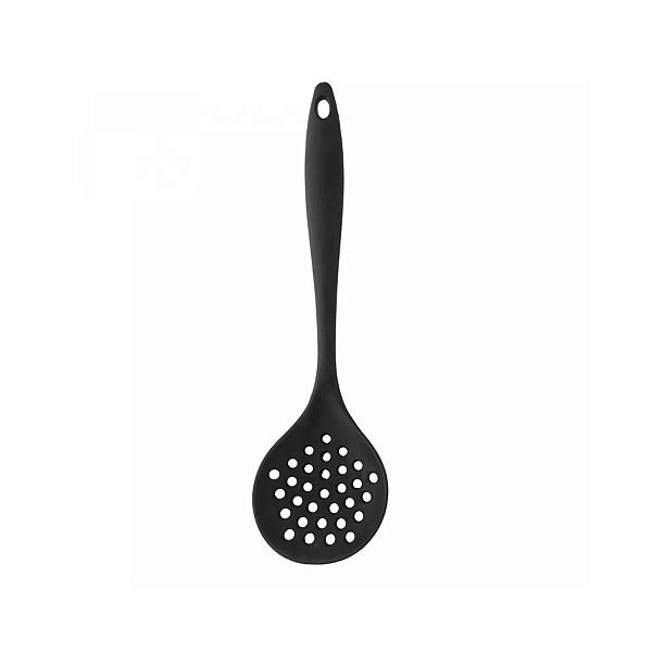 Escumadeira Silicone Preta 28 Cm